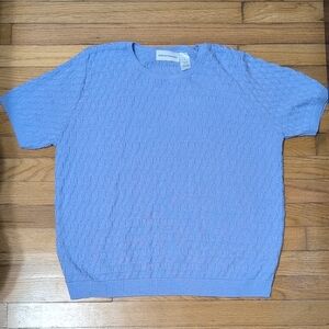 Alfred Dunner Light Blue Textured Knit Top